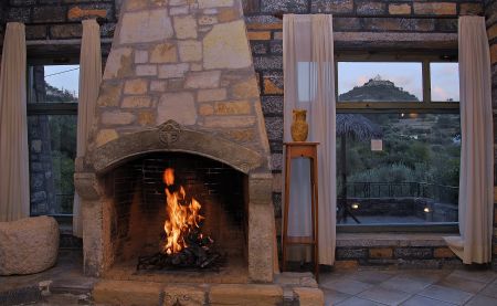 fireplace with fire